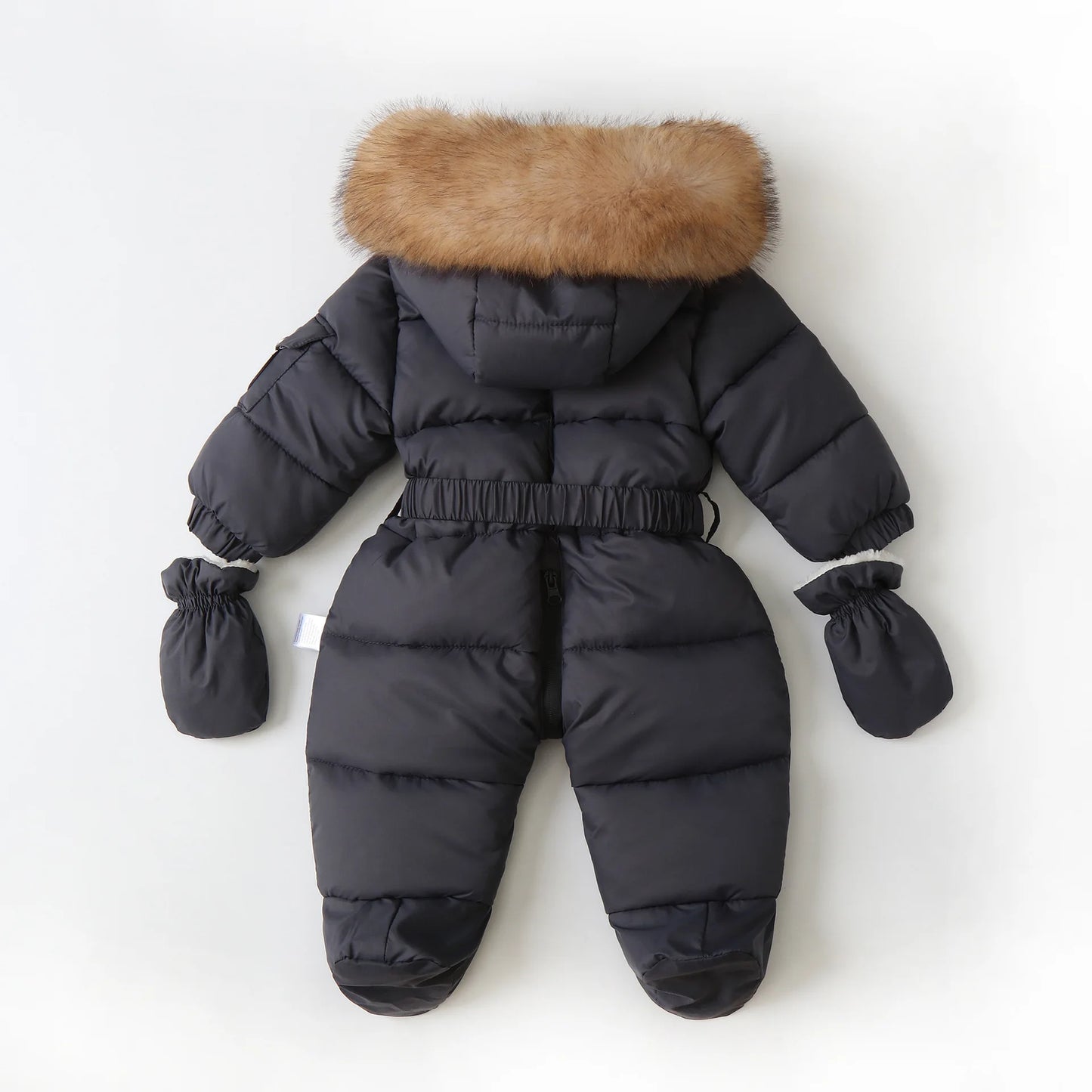 Tutina invernale per neonati, abbigliamento per neonati imbottito, tutina calda in velluto con guanti e cappuccio, tuta da neve per neonati.