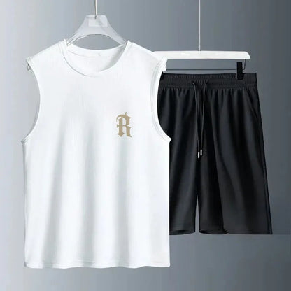 Canotta da allenamento estiva da uomo in poliestere, senza maniche, per sport, palestra e fitness, top casual da uomo, set di abbigliamento da uomo