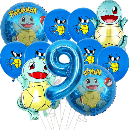 Pikachu Pokemon Balloon 1-9th Birthday Party Decoration Pokemon Squirtle Party aluminum Balloon Baby Shower Pikachu Party Favors