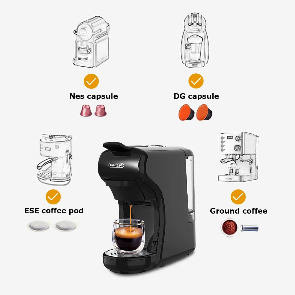 Macchina per caffè HiBREW 19 bar 4 in 1 calda e fredda capsule multiple espresso Cafetera Pod Coffee Maker Dolce Milk Nexpresso Powder H1A