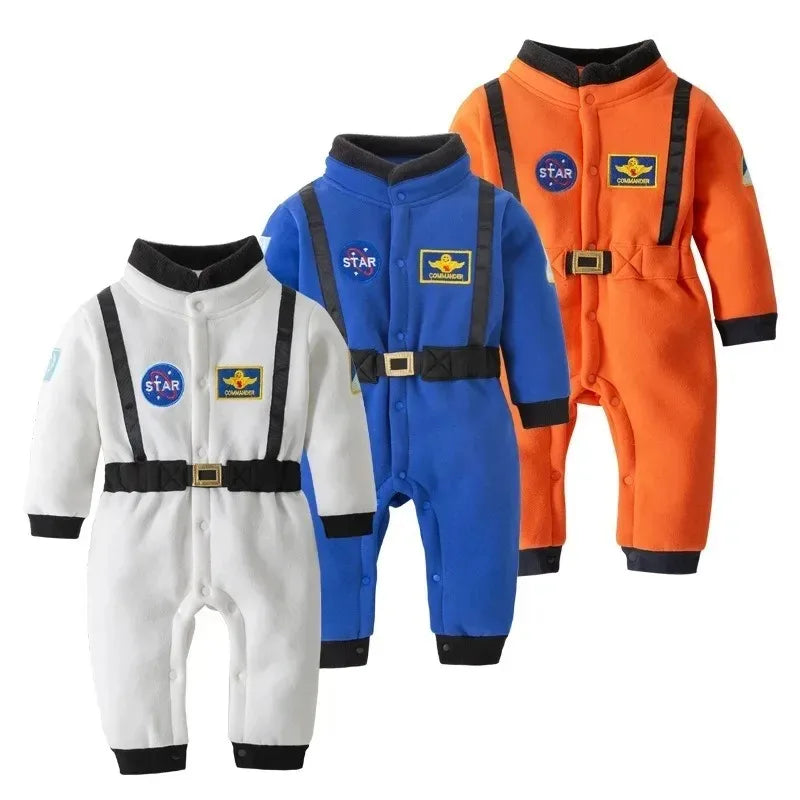 Nuovo costume da astronauta per neonati e bambini, tuta spaziale ricamata, tutina per feste, costume di Halloween, salopette invernale a maniche lunghe.