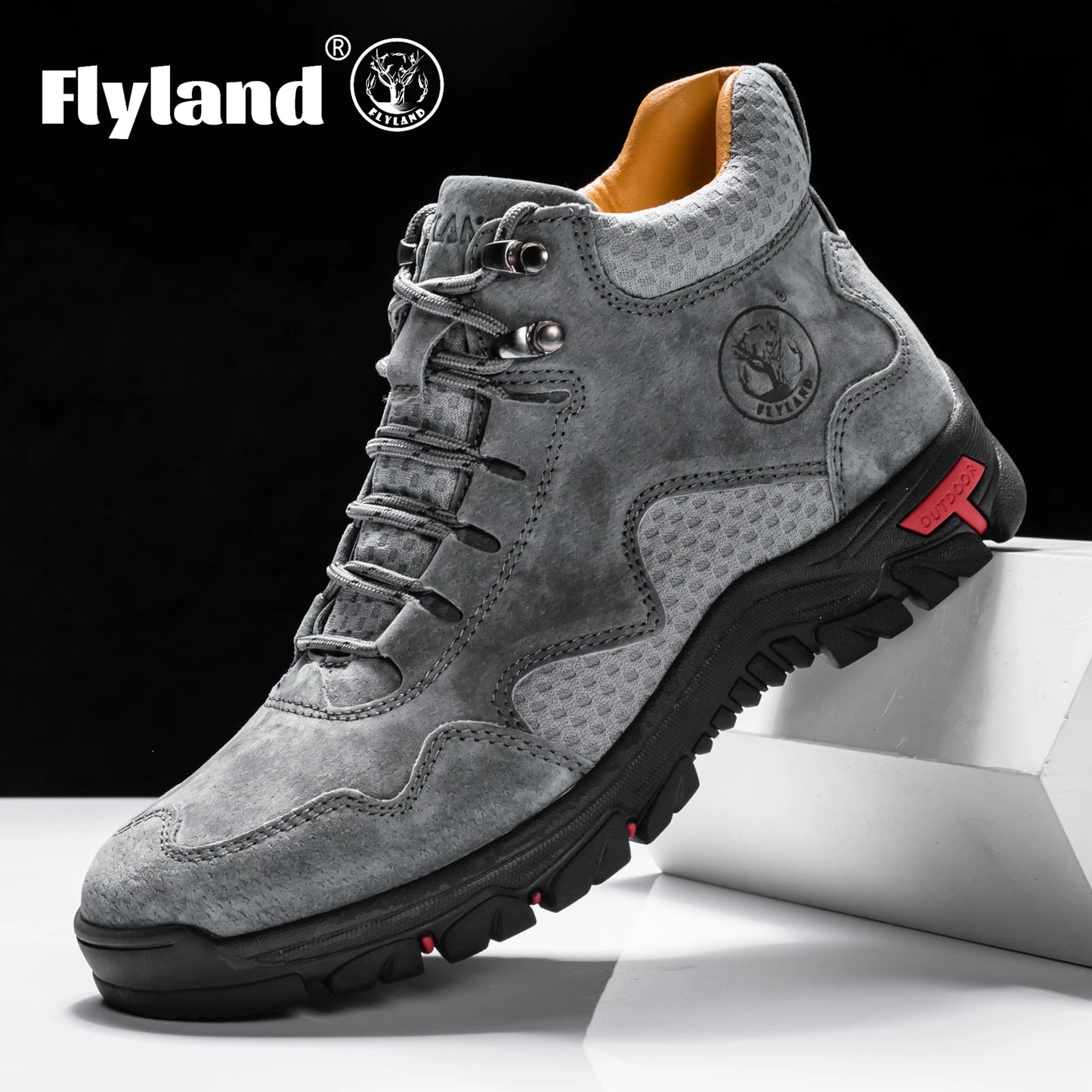 Stivaletti da uomo FLYLAND, scarpe casual in pelle, stile vintage, cuciture a mano, scarpe morbide, fatte a mano per il lavoro.