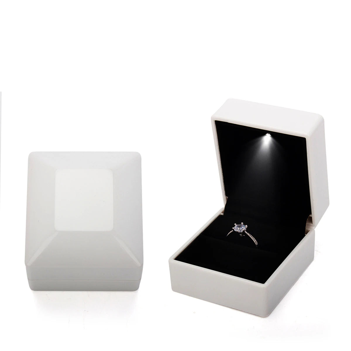 Scatola portagioie a LED con anello, porta orecchini di lusso con corona, ciondoli, espositore per proposta di matrimonio, scatola regalo, organizer per gioielli.