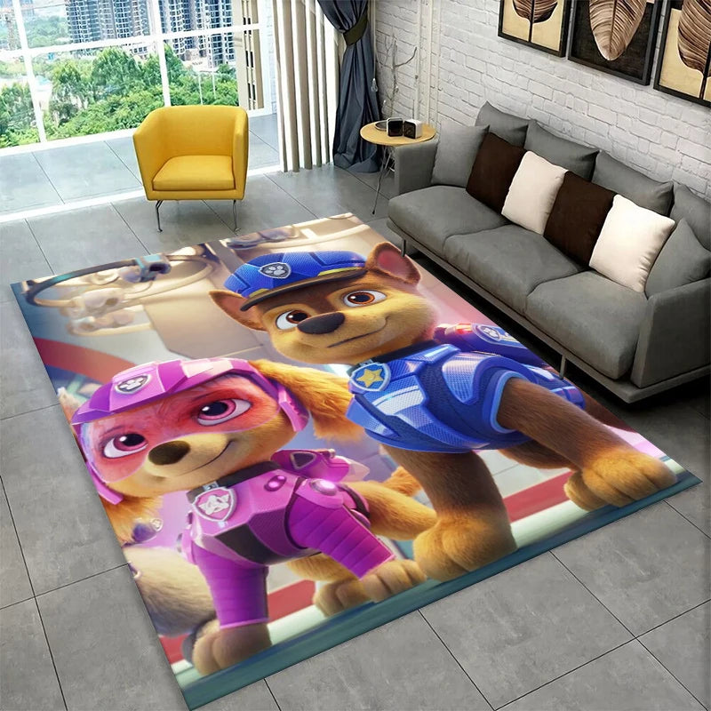 Tappeto con simpatico cane P-Patrol in stile cartone animato per sala giochi, camera da letto, soggiorno, divano, decorazione per la casa, tappeto antiscivolo per area giochi bambini.