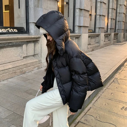 New Winter Puffer Jacket Women Fashion Hooded Down Cotton Overcoat Female Loose Casual Warm Parkas Outerwear