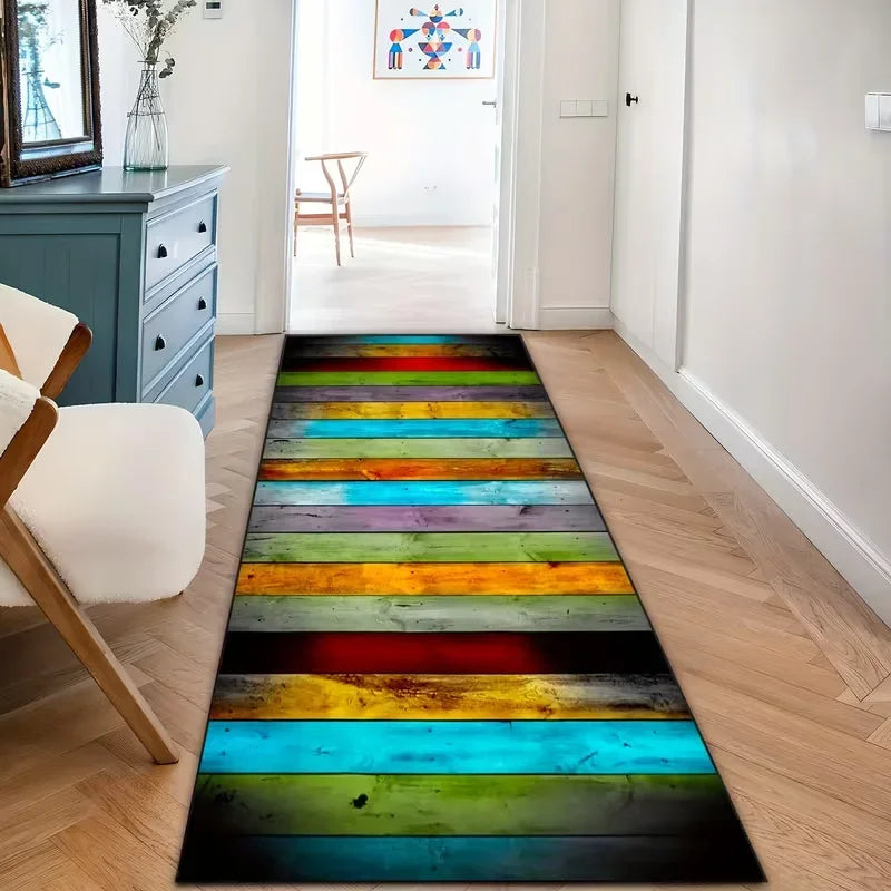 VIKAMA Lussuoso tappeto passatoia tropicale nero e oro, morbido tappeto per corridoio, tappeto lungo con motivo a foglie di palma e geometrico, decorazione per l'ingresso.
