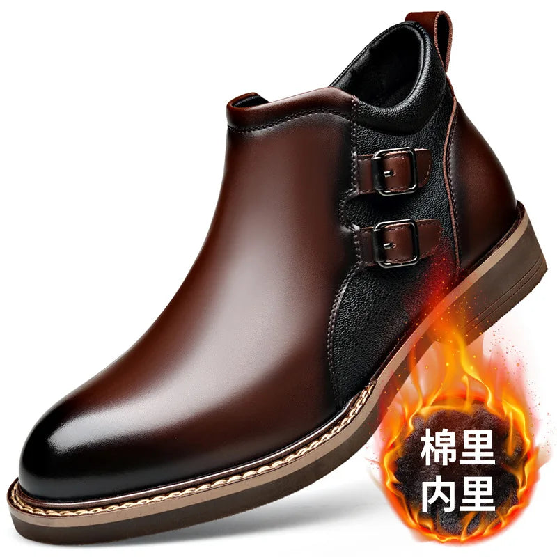 Nuovi stivaletti da uomo in pelle di vacchetta, modello autunno/inverno, alla moda, casual, con fibbia, eleganti, stivali Chelsea britannici da uomo.