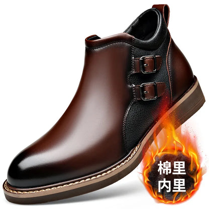 Nuovi stivaletti da uomo in pelle di vacchetta, modello autunno/inverno, alla moda, casual, con fibbia, eleganti, stivali Chelsea britannici da uomo.