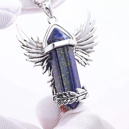 Collana prismatica esagonale in lapislazzuli Eudora Phoenix Twining, pietra curativa energetica, ciondolo in cristallo, gioiello per meditazione, regalo per uomo