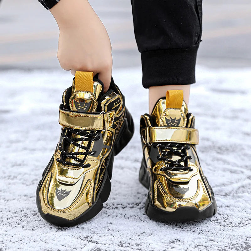 Scarpe sportive invernali per bambini, scarpe da corsa in pelle per ragazzi, scarpe basse casual da passeggio, stivali caldi e leggeri per attività all'aperto.