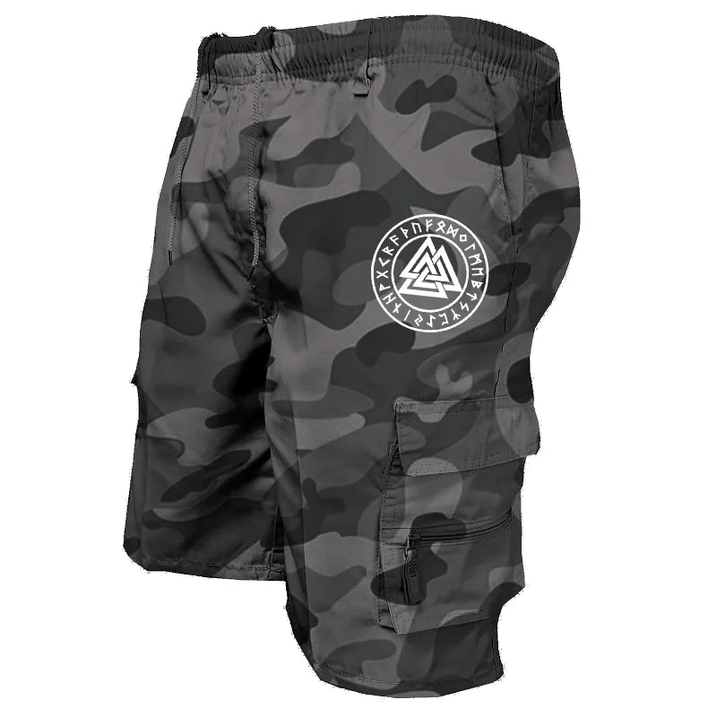 Pantaloncini tattici da uomo Delta Core Cargos con simbolo geometrico, tessuto elasticizzato in quattro direzioni, tasca di sicurezza nascosta, elastico in vita per palestra e fitness.