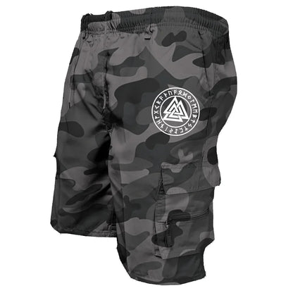 Pantaloncini tattici da uomo Delta Core Cargos con simbolo geometrico, tessuto elasticizzato in quattro direzioni, tasca di sicurezza nascosta, elastico in vita per palestra e fitness.