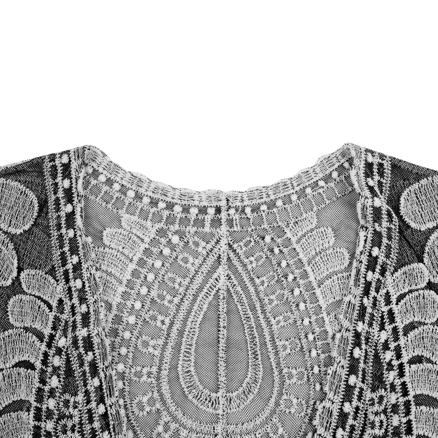 Women'S Long Lace Embroidered Sand Cardigan Black Swimsuit Cover  Half Sleeved Flower Crochet Cardigan Kimono Beach Cardigan