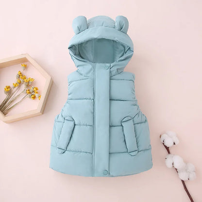 Gilet da bambino autunno/inverno 2-6 anni, caldo, tinta unita, senza maniche, con cappuccio e cerniera, gilet da bambina, regalo di compleanno, abbigliamento per bambini