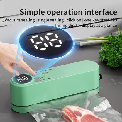 Mini macchina per sigillatura sottovuoto wireless completamente automatica, piccola e portatile, per uso domestico, per alimenti e confezionamento in plastica.