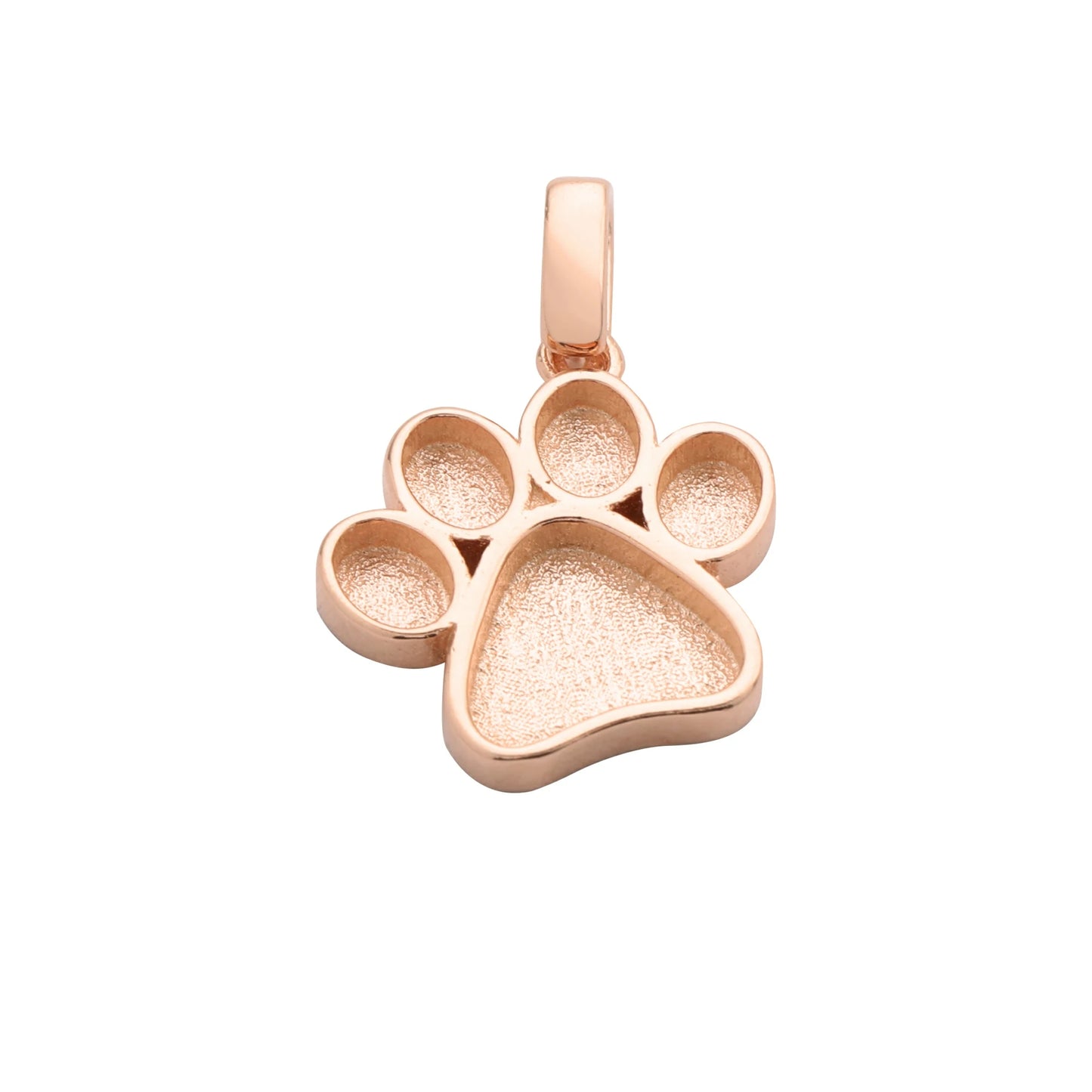 Ciondolo a forma di zampa di cane in resina, 13 mm, con incastonatura a castone, in argento sterling 925 massiccio placcato oro rosa, codice 1431165.