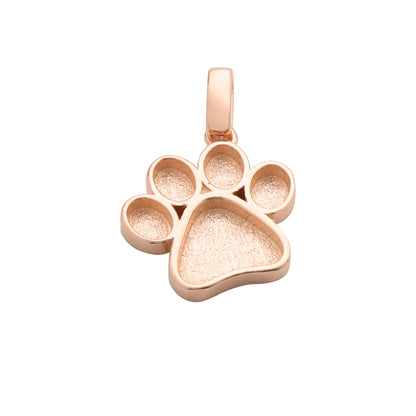 Ciondolo a forma di zampa di cane in resina, 13 mm, con incastonatura a castone, in argento sterling 925 massiccio placcato oro rosa, codice 1431165.