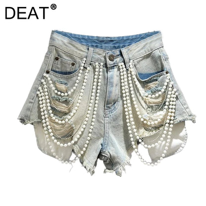 DEAT women's jeans high waist straight wide leg denim pants 2026 new fashion summer