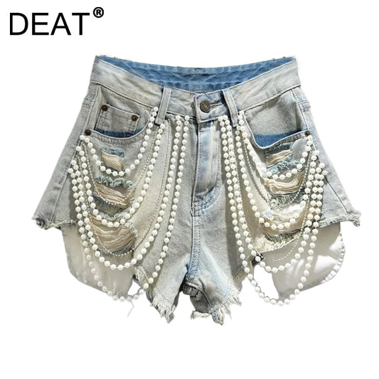 DEAT women's jeans high waist straight wide leg denim pants 2026 new fashion summer