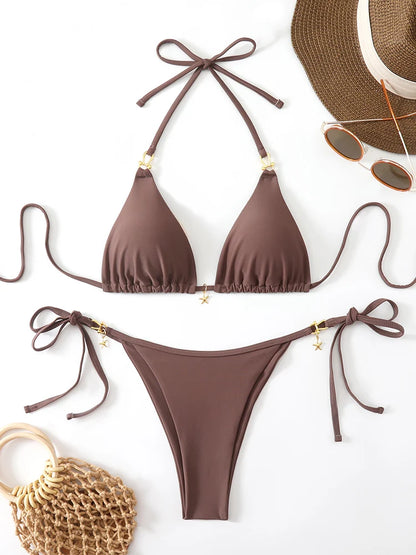 Sexy Triangle Micro Bikini 2026 Women's Swimsuit Beachwear Bathing Suit Woman Summer Thong Bikinis Set Two-piece Female Swimwear