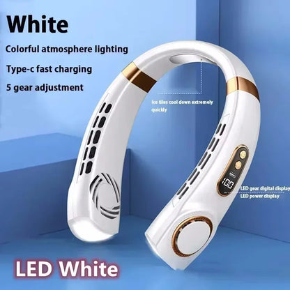 Ventilatore da collo portatile Xiaomi da 8000 mAh con USB, senza pale, mini ricaricabile, silenzioso, con display digitale a LED, raffreddatore d'aria elettrico portatile.