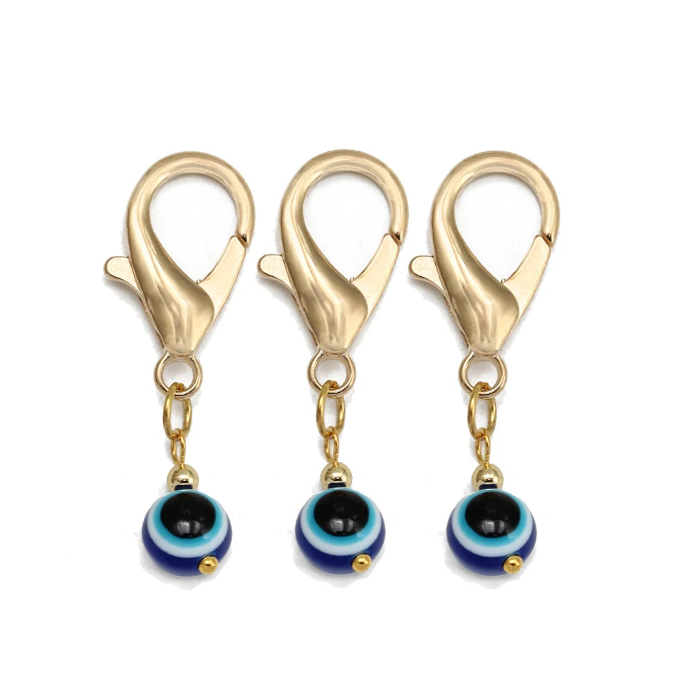 Set di 3 portachiavi Lucky Eye Turkish Evil Eye in lega, portachiavi rotondo Fatima, portachiavi per borsa e auto, pulsaras bijoux צמידים