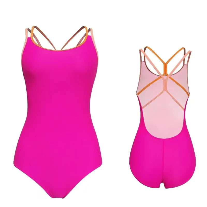 Amber Profional Cetitive One-Piece Swimsuit Women's Sport Training Suit High Elastici Polyester Spandex No Chest Pad