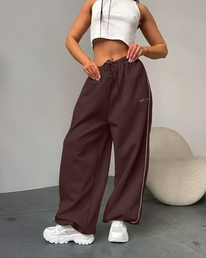 Casual sports pants Y2K American pink retro hip-hop women's fashion loose slow-leg running pants high-waisted wide-leg pants