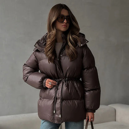 Casual Striped Loose Coat Women Full Sleeve Zippers Stand Collar Thicken Jackets Female 2025 Street Autumn Winter Lady Outwears