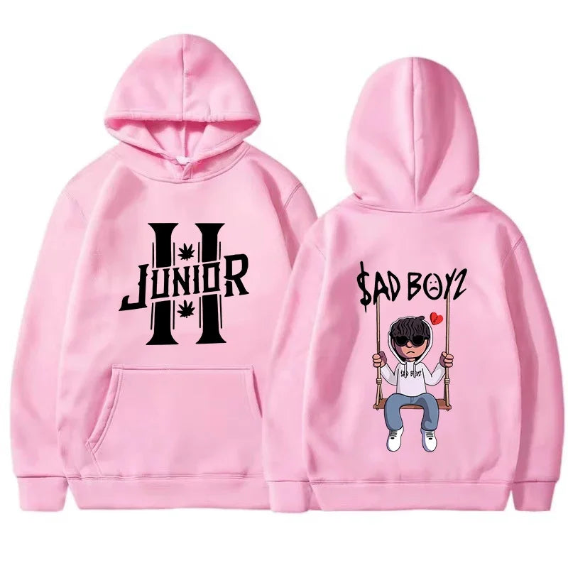 Felpa con cappuccio da uomo primavera 2024 Junior H Sad Boys Harajuku Girls Hip Hop Pullover Elegante Regalo musicale Casual Ampia Comoda Felpa