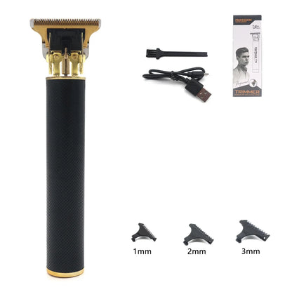Professional T9 Hair Trimmer Stainless Steel Blade Metal Body with 9 Optional Limit Combs Cordless for Hair Beard Trimming