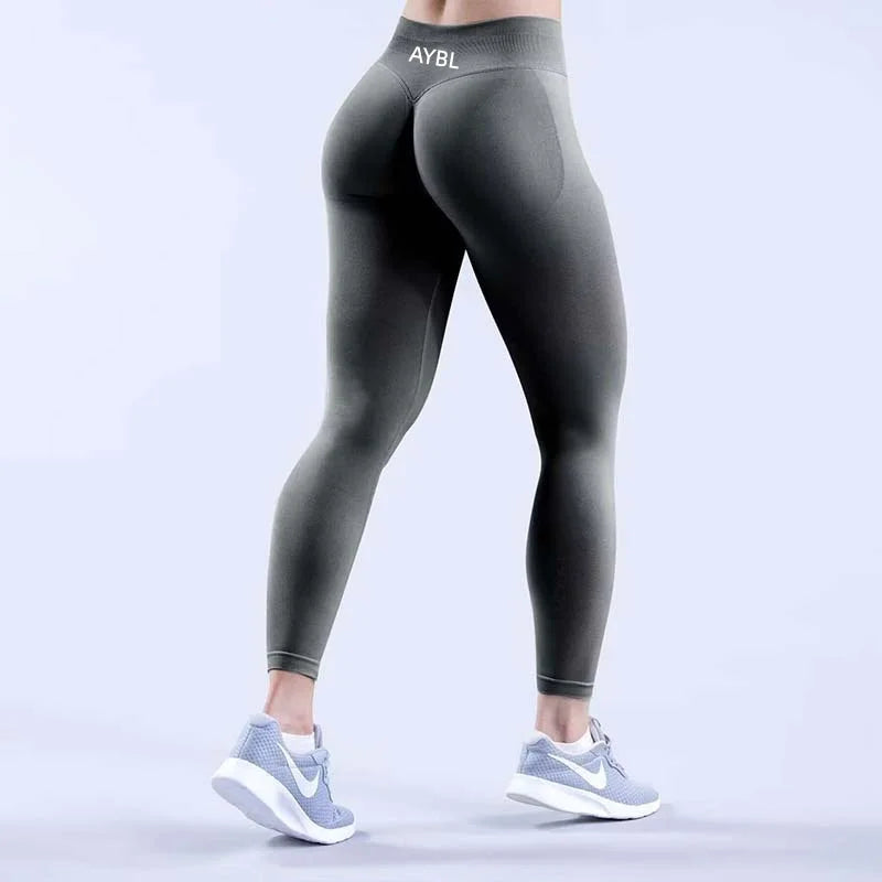 Trendy Leggings Scrunch Seamless Yoga Women Legging Gym Sports Pants Low Ribbed Band High Stretch Fitness Tights Pant
