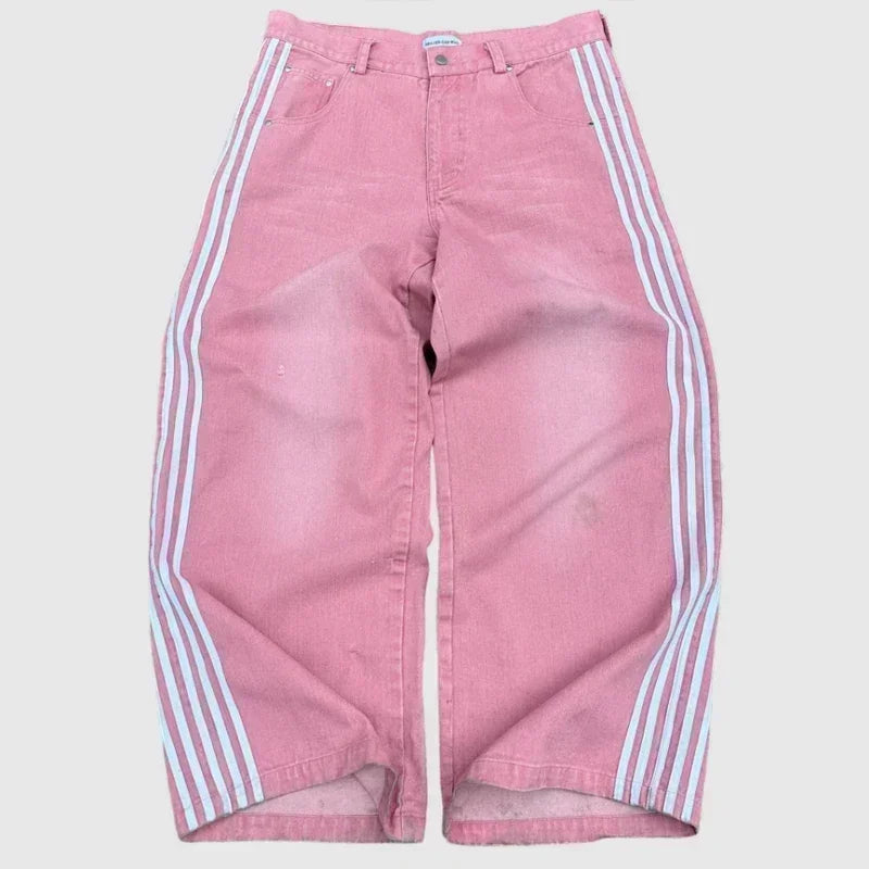 2024 Nuova tendenza americana 2024 Jeans larghi con ricamo hip-hop retrò per uomo e donna Y2K Harajuku Gothic Streetwear