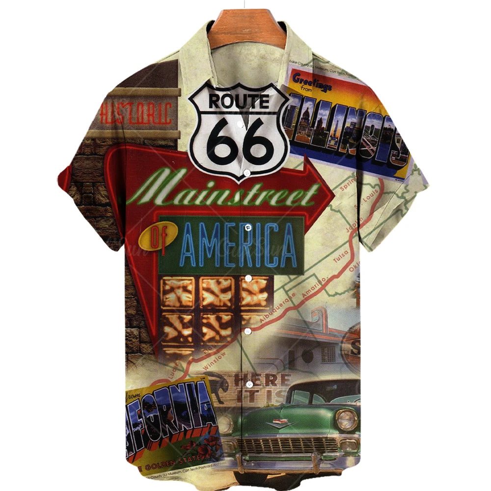Maglietta da uomo Route 66 Biker 3D per ragazze motocicliste Maglietta Route 66 per uomo Maglietta oversize a maniche corte americana da uomo Maglietta da viaggio