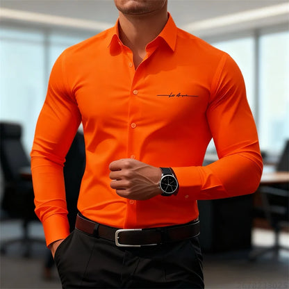 Camicie casual da uomo a maniche lunghe in tinta unita, vestibilità slim, abbigliamento formale senza stiratura, camicie personalizzate stampate in 3D, XS-6XL