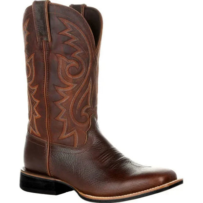 Stivali western da uomo a metà polpaccio, neri e marroni, stivali da cowboy in pelle fatti a mano, scarpe da uomo 2025, nuovi stivali da equitazione unisex punk da uomo e donna.