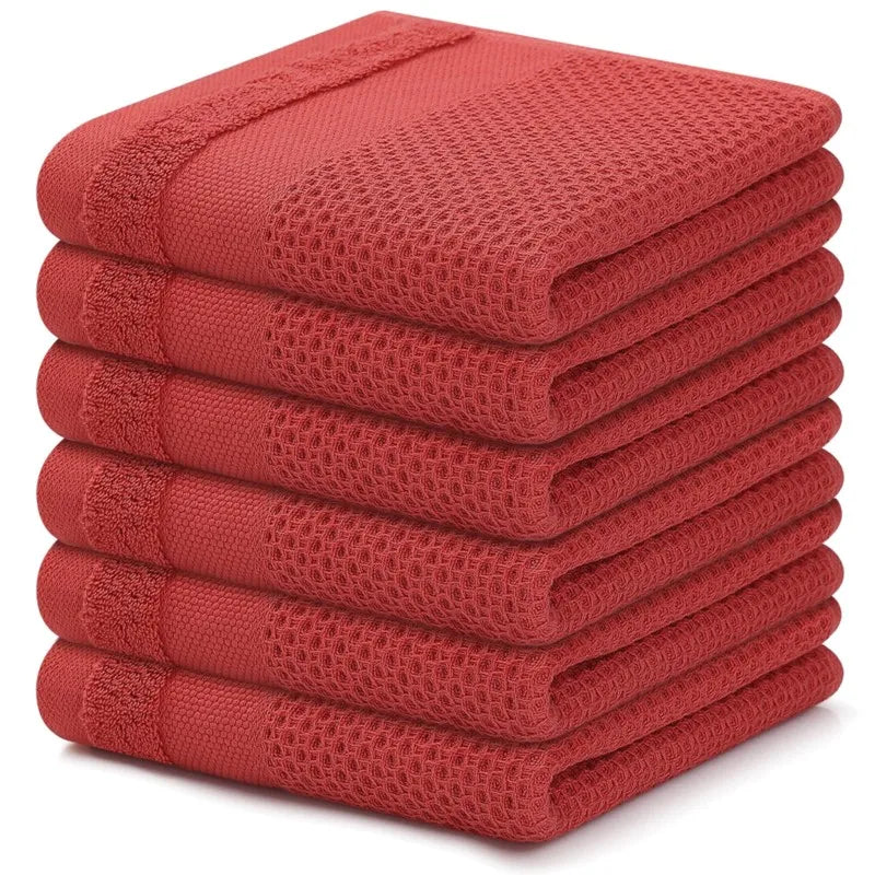 Homaxy Kitchen Cotton Towels Honeycomb Breathable 100% Cotton Dish Cloths Reusable Absorbent Household Washable Cleaning Cloths