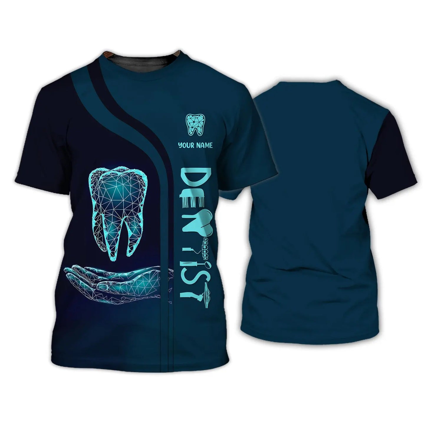 Maglietta girocollo a maniche corte con stampa 3D divertente da dentista, ideale per cosplay hip hop e streetwear.