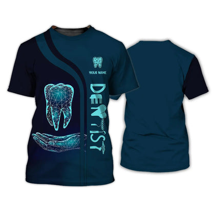 Maglietta girocollo a maniche corte con stampa 3D divertente da dentista, ideale per cosplay hip hop e streetwear.
