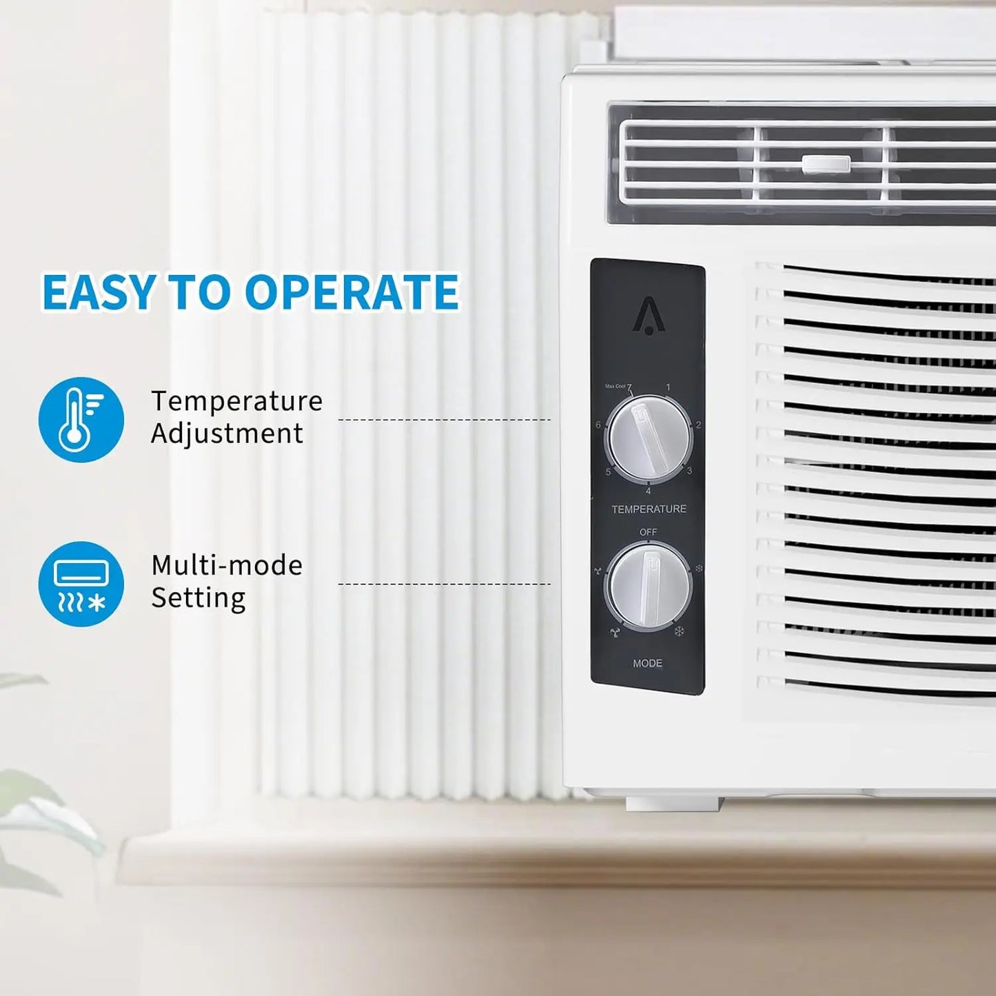 Condizionatore d'aria da finestra da 5000 BTU con telecomando - Raffredda ambienti fino a 150 piedi quadrati, silenzioso e a risparmio energetico, ideale per camera da letto, ufficio e dormitorio.