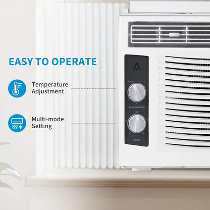 Condizionatore d'aria da finestra da 5000 BTU con telecomando - Raffredda ambienti fino a 150 piedi quadrati, silenzioso e a risparmio energetico, ideale per camera da letto, ufficio e dormitorio.