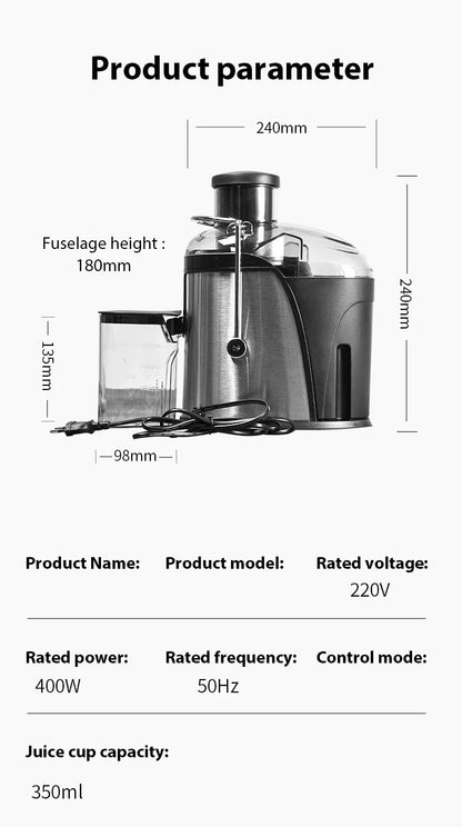Estrattore di succo da 400 W, motore da 22000 giri/min con tramoggia larga 3" per frutta/verdura intera, spremiagrumi a 2 velocità, design facile da pulire
