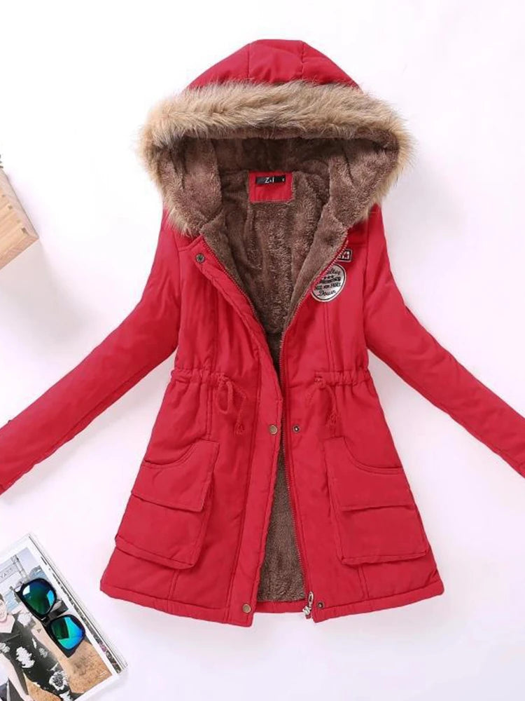 Qpipsd 2025 New Autumn Winter Women Cotton Jacket Padded Casual Slim Coat Emboridery Hooded Parkas Wadded Warm Overcoat