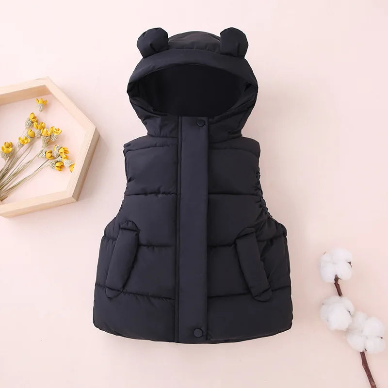 Gilet da bambino autunno/inverno 2-6 anni, caldo, tinta unita, senza maniche, con cappuccio e cerniera, gilet da bambina, regalo di compleanno, abbigliamento per bambini