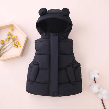 Gilet da bambino autunno/inverno 2-6 anni, caldo, tinta unita, senza maniche, con cappuccio e cerniera, gilet da bambina, regalo di compleanno, abbigliamento per bambini