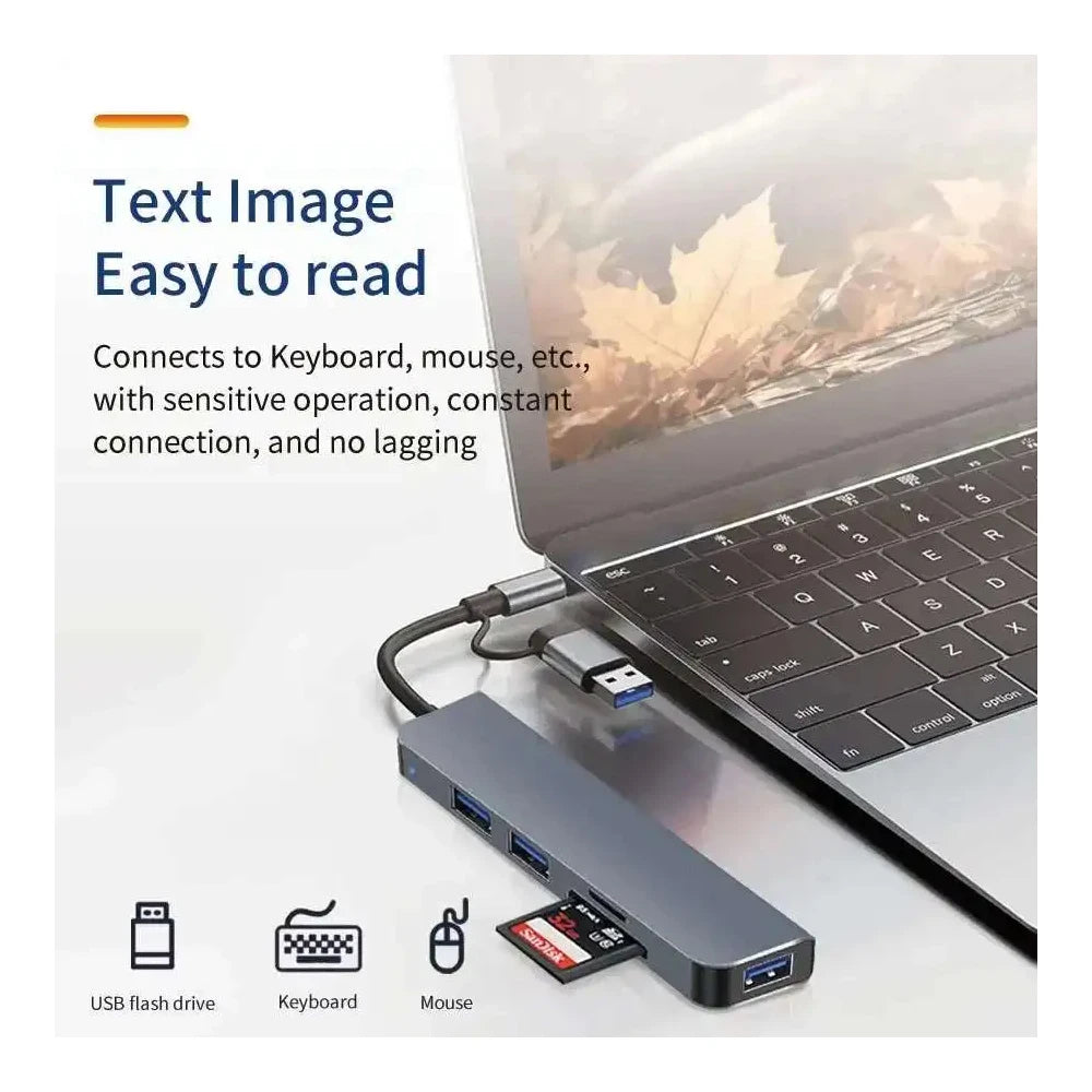 Hub USB Type C USB 3.0 USB 2.0 Lettore di schede TF/SD Splitter multiporta 5 in 1 OTG per Lenovo HUAWEI Xiaomi in lega di alluminio