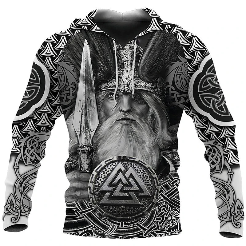 Felpe da uomo 2024 con motivo tatuaggio aquila vichingo, stampa 3D, moda casual, Harajuku, hip hop, autunno e inverno, oversize.