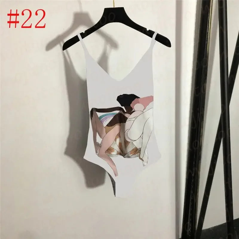 The 2025 high-waisted bikini letter print swimsuit is the latest V-neck swimsuit for women in summer