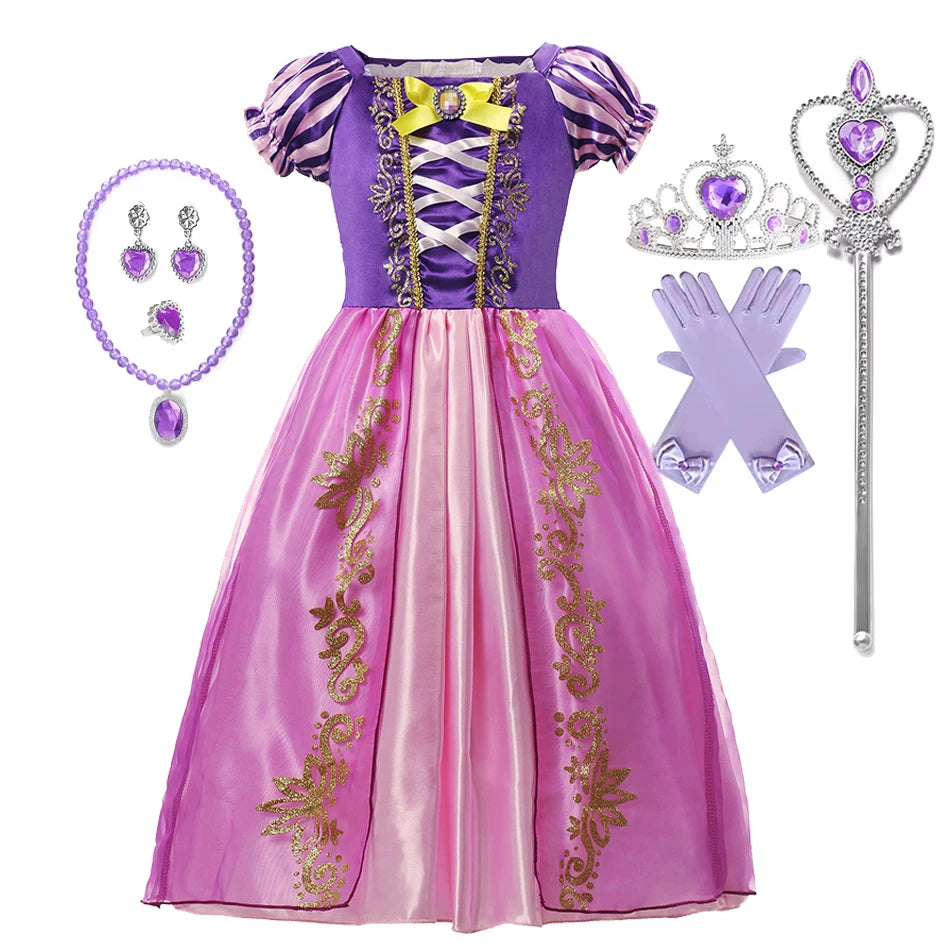 Costume da principessa per bambine, festa di Halloween, cosplay, vestiti per Natale, compleanno, carnevale, travestimento da Rapunzel.
