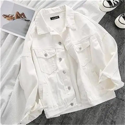 White Denim Jacket Women's Short Loose Korean Spring Autumn New BF Versatile Literary Trend Jacket